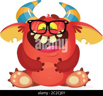 Monster tragen Brillen. Rote Monster Vektor-Illustration Stock Vektor