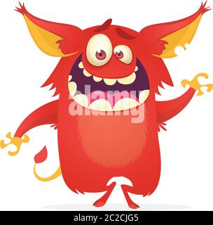 Aufgeregt lustige Monster tanzen. Halloween-Illustration Stock Vektor
