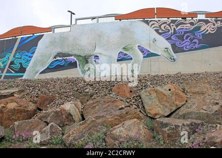 Eisbären Kunst Im Qikiqtani General Hospital, Iqaluit, Baffin Island, Nunavut, Kanada Stockfoto