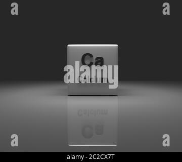 Würfel mit Kalzium Periodensystem, 3D-Rendering Stockfoto