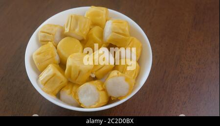 Hong Kong lokale Snacks Fisch Shaomai Stockfoto