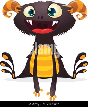 Happy Cartoon Monster. Vector dragon Charakter Stock Vektor