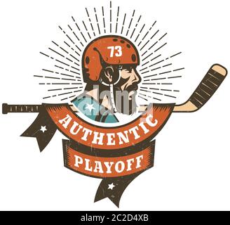 Authentisches Retro-Hockey-Playoff-Logo Stock Vektor