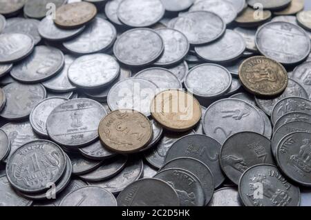 Indische Währung und Stückelung. Kann als Hintergrund verwendet werden. Stockfoto