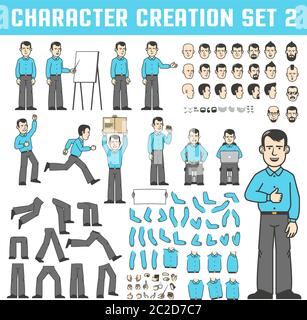 Design-Kit für die Schaffung eines Charakters in verschiedenen Posen Stock Vektor