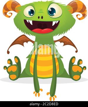 Lustige Karton Monster fliegenden Drachen. Vektor-Illustration für Halloween oder Kinder Buchillustration Stock Vektor