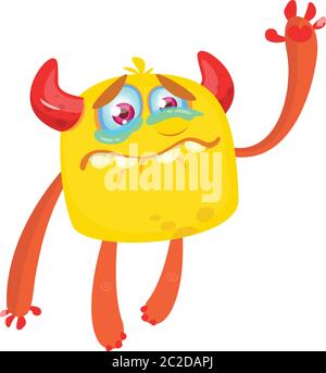 Weinende Monster Charakter Cartoon. Vektor-Illustration von Monster mit traurigen Emotionen Stock Vektor