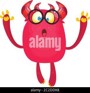 Lustige überrascht Monster Cartoon tragen Brillen Stock Vektor