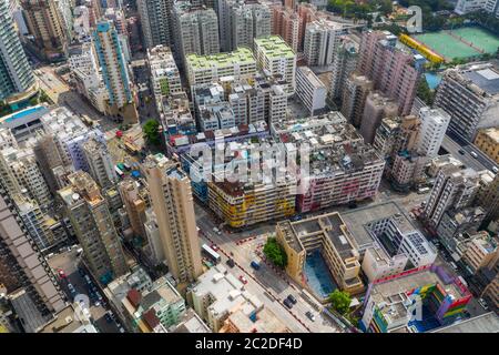 Nach Kwa Wan, Hongkong 17. Mai 2019: Blick von oben auf die Stadt Hongkong Stockfoto