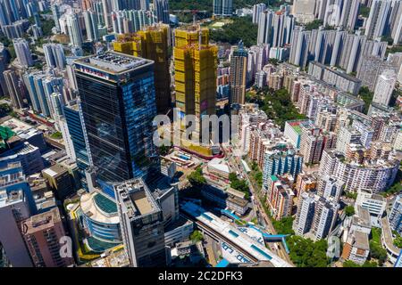 Kwun Tong, Hongkong 06. September 2019: Blick von oben auf die Stadt Hongkong Stockfoto