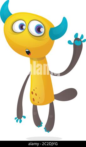 Cartoon pelzigen Monster. Halloween Vektor Illustration von überrascht Monster Stock Vektor