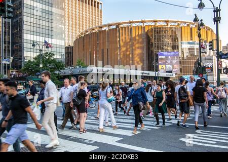 New York City/USA - 13.JULI 2018: Penn Station Blick von 34th Street in Manhattan Stockfoto