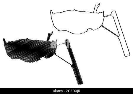 Taipa Pfarrei (Pfarreien von Macau, Macao Spezielle Verwaltungsregion der Volksrepublik China) Karte Vektor-Illustration, Skizze kritzelnNossa Stock Vektor