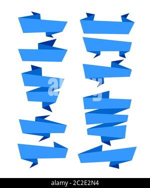 Band flach farbige Banner set.Vector blaue Bänder. Vektorgrafik. Elemente auf weißem Hintergrund isoliert Stock Vektor