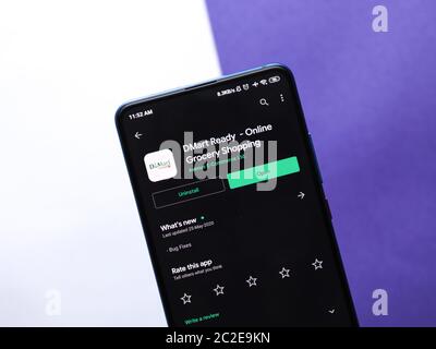 Assam, indien - 09. Juni 2020 : Dmart eine Online-Lebensmittel-Shopping-App. Stockfoto