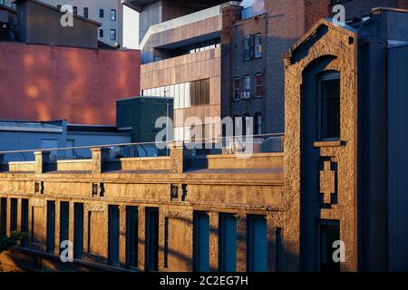 Blick auf die High Line in Manhattan Sommer Stockfoto