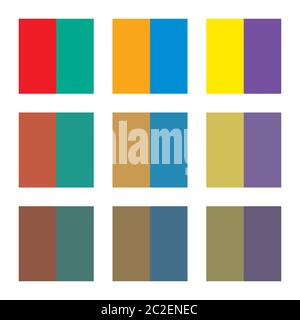 Sechs Grundfarben, Komplementärfarben und ihre Schattierungen. Stockfoto