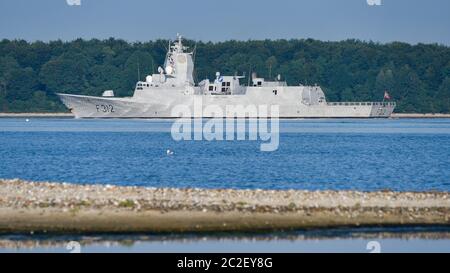 17.06.2020, Kiel, F312 - Frigate 'Otto Sverdrup' der norwegischen 'Fridtjof Nansen' Klasse beim NATO-Manover BALTOPS 2020 in der Kieler Forde. Das Schwesterschiff F313 kollidierte und sank 2018 aufgrund eines Navigationsfehlers. Weltweit eingesetzt Stockfoto