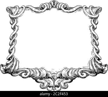 Handgezeichnete Vektor von Vintage alten ornamental Frame Design der Fantasie-Rolle mit Dekoration um. Stock Vektor