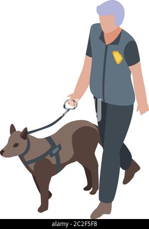 Polizist mit Hund Symbol, isometrischen Stil Stock Vektor