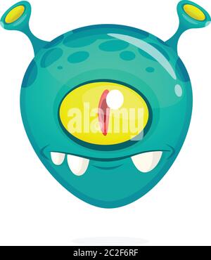 Niedliche Alien Kopf Cartoon. Vektordarstellung isoliert Stock Vektor