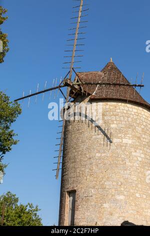 Moulin de Domme. Alte Windmühle in Vitrac, Dordogne Tal. Aquitanien, Frankreich Stockfoto