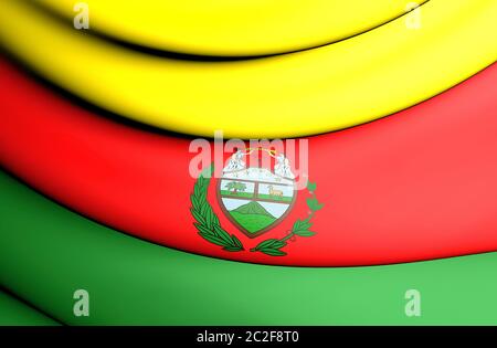 3D-Flagge Bolivien (1826-1851). 3D-Darstellung. Stockfoto