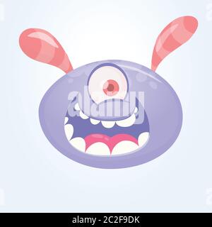 Funny happy cartoon alien. Vector alien character with one eye. Halloween design Stock Vektor