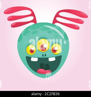 Lustige aufgeregt Alien Charakter Cartoon. Halloween Vektor Illustration Stock Vektor