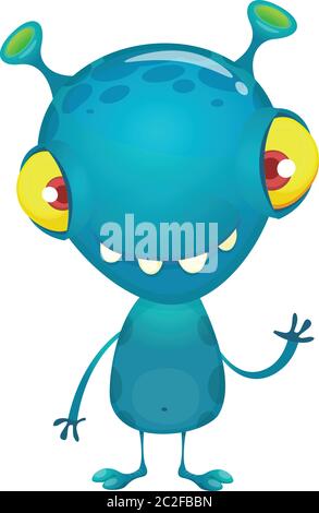 Niedliches kleines Monster mit großen Augen. Cartoon Vektor Alien Charakter Stock Vektor