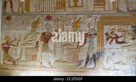 Tempel von Seti I in Abydos. Heute ist Abydos für den Gedenkstempel von Seti I, die eine Inschrift aus dem neunzehnten Dynastie kennen enthält bemerkenswert Stockfoto