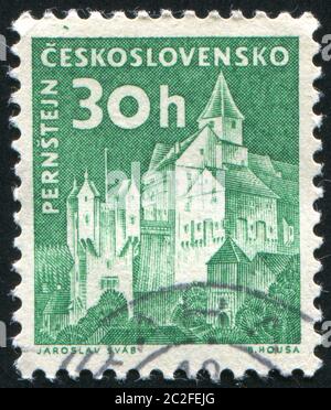 TSCHECHOSLOWAKEI - UM 1969: Briefmarke gedruckt von Tschechoslowakei, zeigt Burg Bezdez, um 1969 Stockfoto
