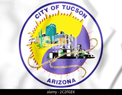 3D-Dichtung von Tucson (Arizona), USA. 3D-Darstellung. Stockfoto