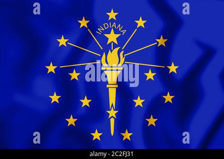 3D-Flagge Indiana, USA. 3D-Darstellung. Stockfoto
