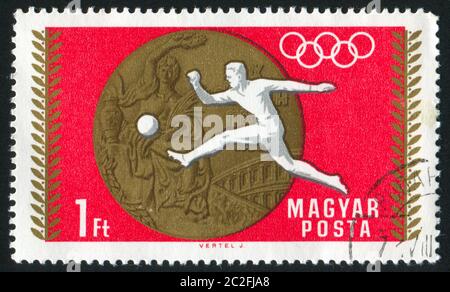 UNGARN - UM 1952: Stempel gedruckt von Ungarn, zeigt olympische Medaille, um 1952 Stockfoto