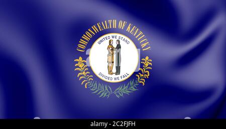 3D Flagge von Kentucky, USA. 3D Illustration. Stockfoto