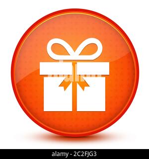 Geschenk-Symbol isoliert auf glänzend Stern orange Runde Knopf abstrakte Illustration Stockfoto