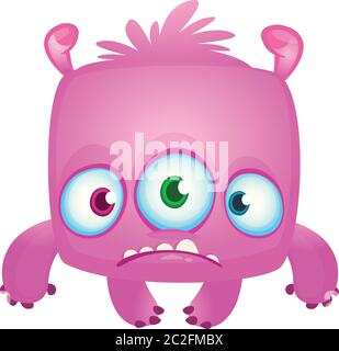 Happy Cartoon Monster. Vektor Halloween Monster Stock Vektor