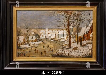 Peter Breughel Junior Winterlandschaft mit Eisläufern und Vogelfalle aus dem XVIII. Jahrhundert Nationalmuseum für Kunst Wrocław Niederschlesien Polen Stockfoto