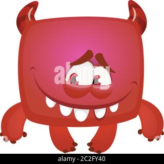 Lustige Cartoon Teufel schüchtern. Vektor Halloween Illustration Stock Vektor