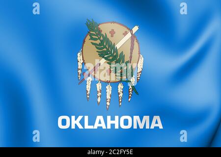 3D Flagge von Oklahoma, USA. 3D Illustration. Stockfoto