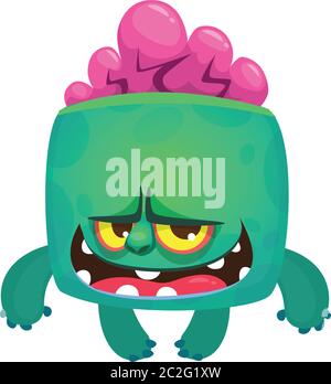 Wütend winzigen Cartoon Zombie-Charakter. Vektor Halloween Illustration Stock Vektor