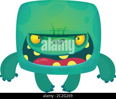 Wütend winzigen Cartoon Zombie-Charakter. Vektor Halloween Illustration Stock Vektor