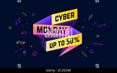 Cyber Monday. 3d-Werbebanner mit Text Cyber Monday Stock Vektor