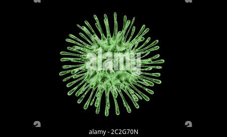 Corona-Virus. Viren unter dem Mikroskop. NCoV-Atemvirus, SARS, MERS, COVID 19. Bakterien Virus oder Keime Mikroorganismus Zellen unter dem Mikroskop. 3d Stockfoto