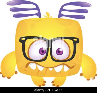 Lustige Cartoon Monster tragen Brillen. Vektor Halloween Illustration Stock Vektor