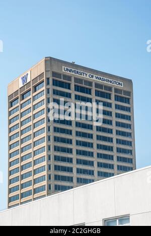 Die obersten Stockwerke des UW Tower in Seattle, Washington State University District, Washington State Stockfoto