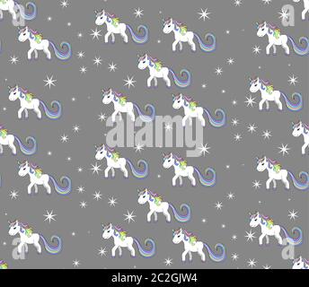 einhorn Cartoon, nahtlose Muster Stock Vektor