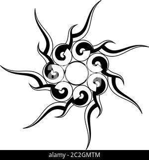 Sun Tribal Tattoo Design Vektor Kunst Illustration Stock Vektor