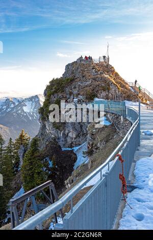 Aussichtsplattform auf dem Gipfel des Wendelsteins Stockfoto